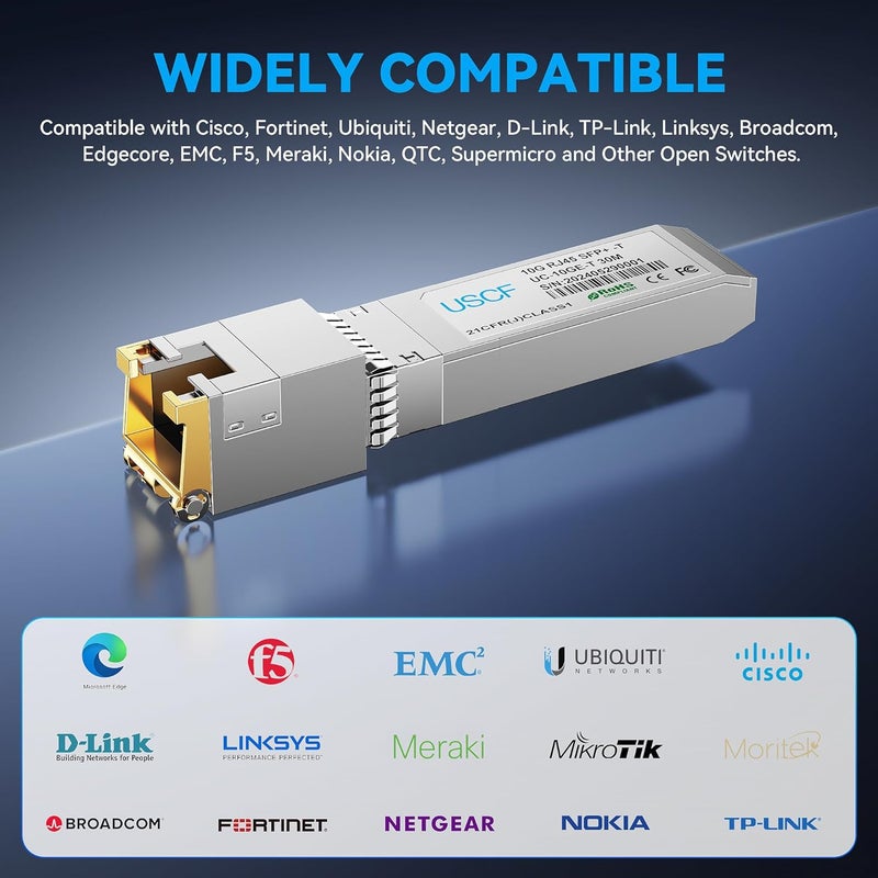 Uscf 10GBase-T SFP+ to RJ45 Transceiver-10G SFP+ Copper Module (Cat6a, up to 30m)-Compatible with Cisco, Ubiquiti UniFi, Fortinet, TP-Link, Meraki, MikroTik, Supermicro - Image 2